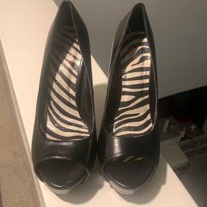 Black open toe heels